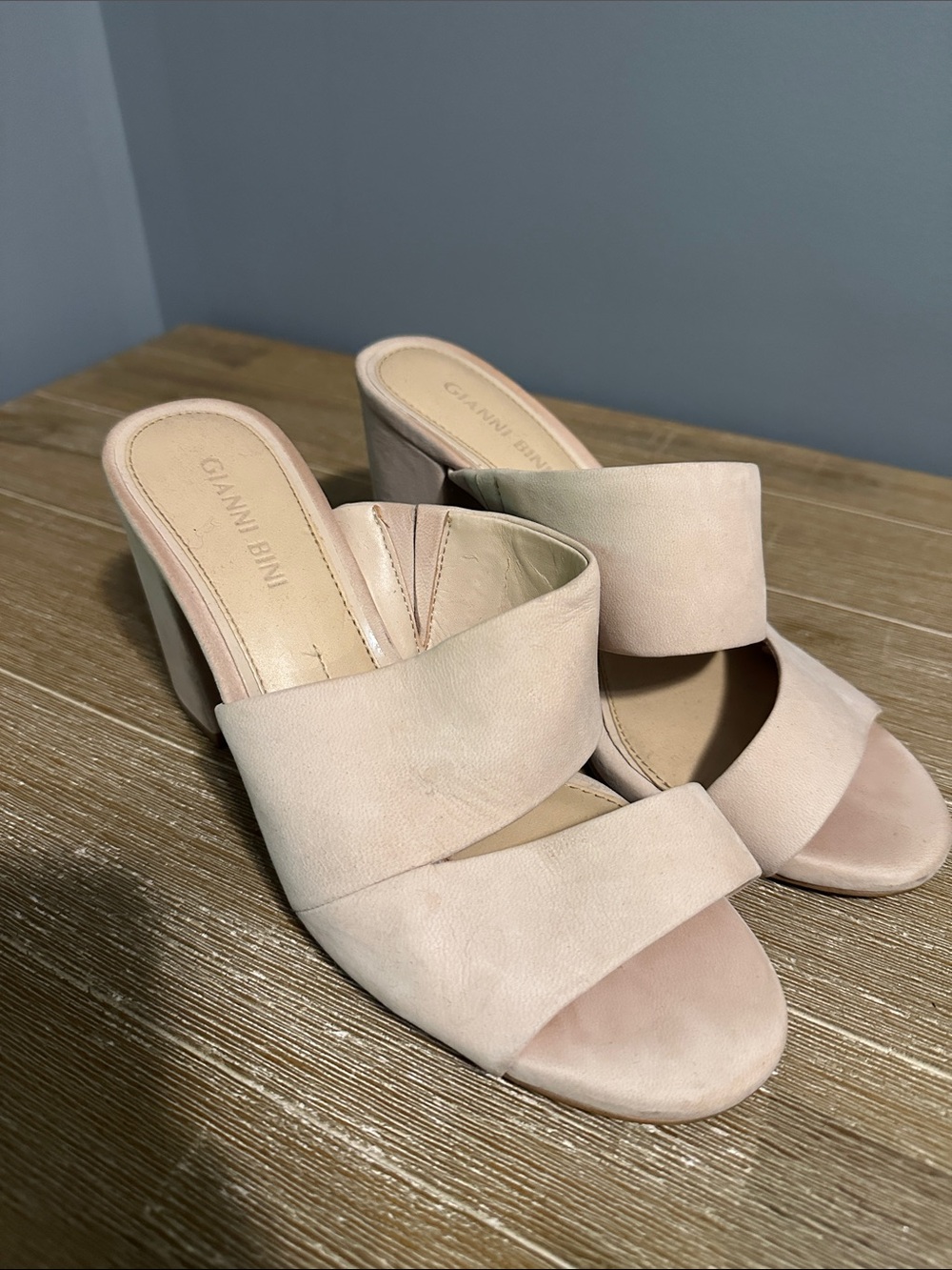 Gianni Bini Light Blush Double-Band Slide Heels